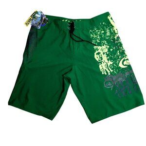 ULUWATU Green Graphic Men's Surf Board Shorts Drawstring Size 40 NWT